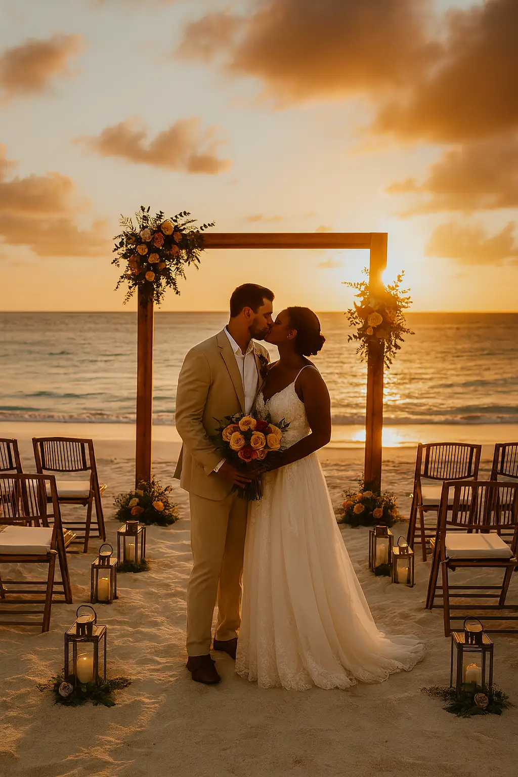 Beach Wedding Ceremony at Sunset